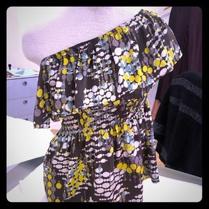 Joy Joy polka dot one shoulder blouse